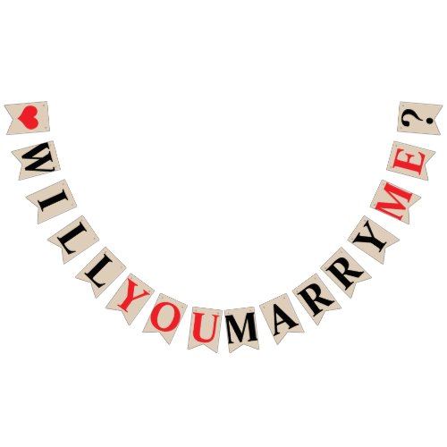 WILL YOU MARRY ME MARRIAGE PROPOSAL _ Khaki Color Bunting Flags