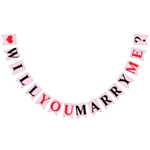 WILL YOU MARRY ME MARRIAGE PROPOSAL _ Pink Color Bunting Flags