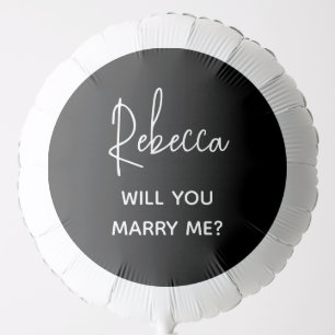 Will You Marry Me Modern Black Script Proposal Balloon