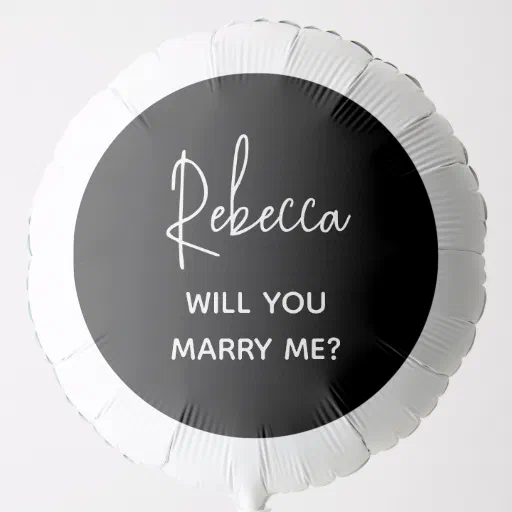 Will You Marry Me Modern Black Script Proposal Balloon