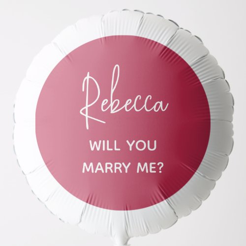 Will You Marry Me Modern Magenta Script Proposal Balloon