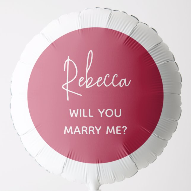 Will You Marry Me Modern Magenta Script Proposal Balloon (Front)