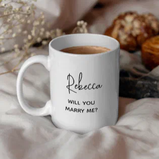 Will you marry me modern script proposal magic mug