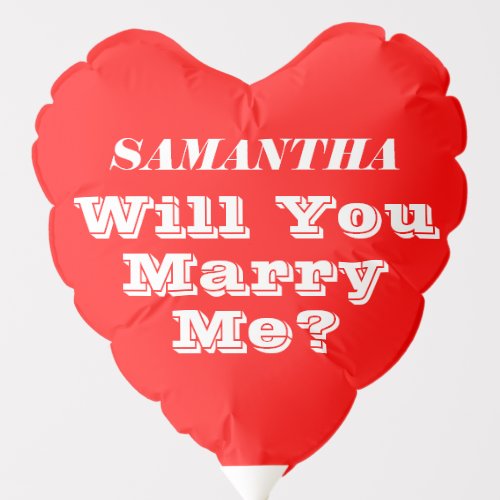 Will You Marry Me Name Red Heart Balloon