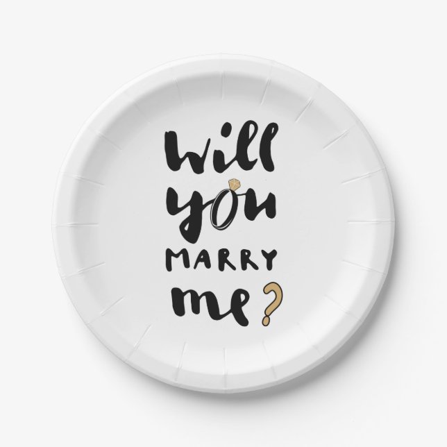 Will you marry me paper plates (Front)
