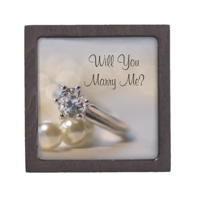 Will You Marry Me Pearls and Engagement Ring Box (Front)