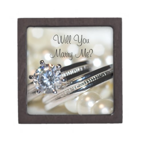 Will You Marry Me Pearls and Engagement Ring Box