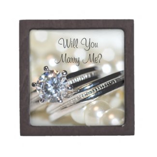 Will You Marry Me Pearls and Engagement Ring Box Premium Keepsake Box