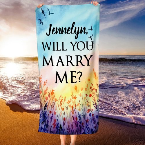 Will You Marry Me _ Personalized Marriage Proposal Beach Towel
