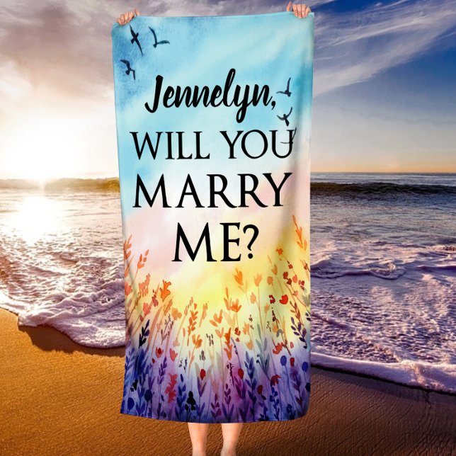 Will You Marry Me - Personalized Marriage Proposal Beach Towel (Will You Marry Me - Personalized Marriage Proposal Beach Towel)