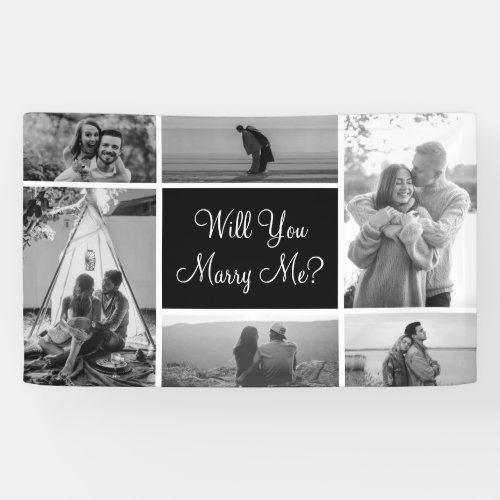 Will You Marry Me  Photo Black And White Collage Banner