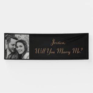 Will You Marry Me Photo Black And White Proposal Banner
