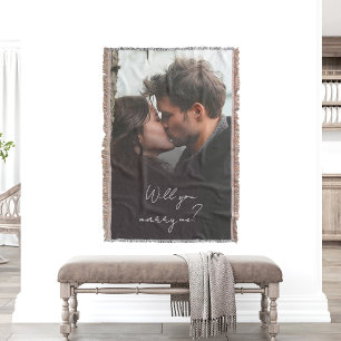 Will You Marry Me Photo Wedding Proposal Throw Blanket