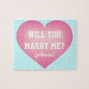 Will You Marry Me?  Pink Fade Heart Jigsaw Puzzle