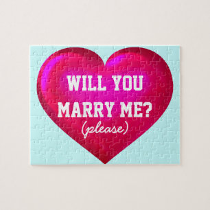 Will You Marry Me? Pink Glass Heart Jigsaw Puzzle