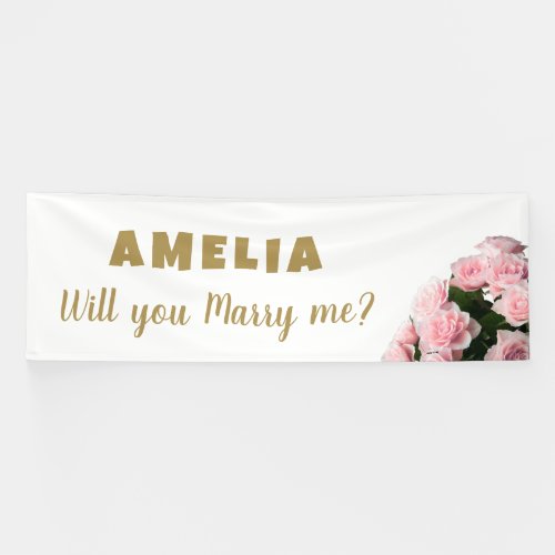 Will you marry me Pink Rose Romantic Proposal Banner