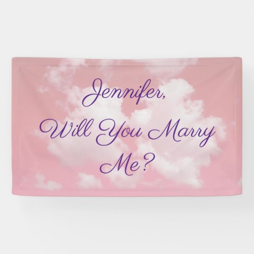 Will You Marry Me Pink Sky Clouds Name  Text Banner