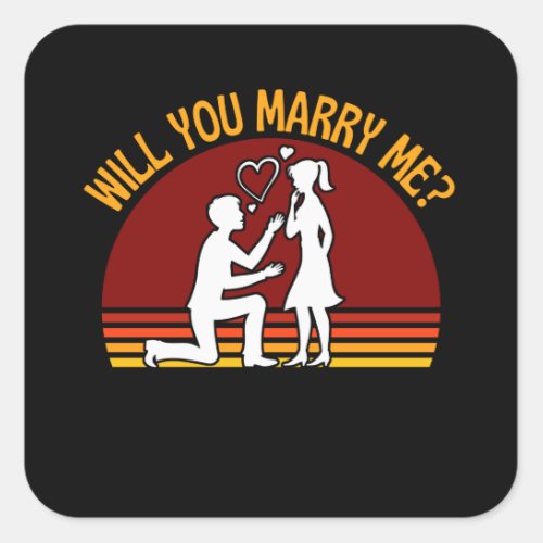 Will You Marry Me Pop The Question Square Sticker