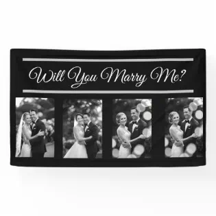 Will You Marry Me Proposal Banner with 4 Photos