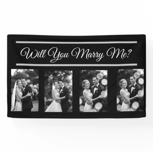 Will You Marry Me Proposal Banner with 4 Photos