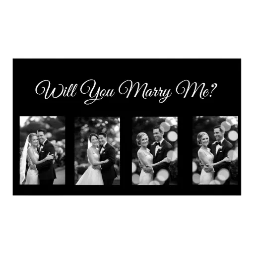 Will You Marry Me Proposal Banner with 4 Photos Poster