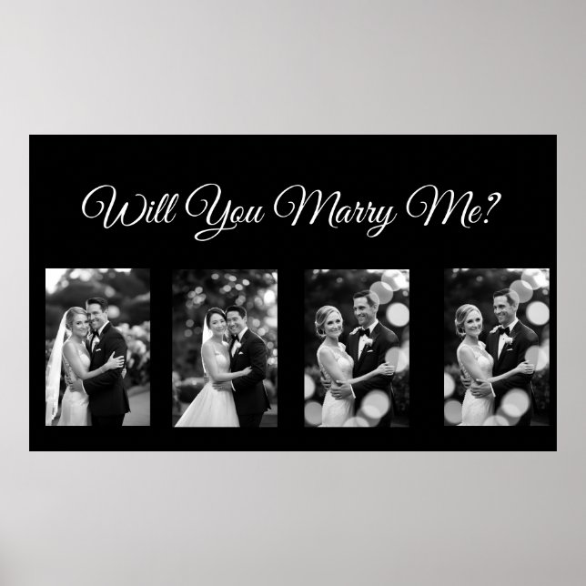 Will You Marry Me Proposal Banner with 4 Photos Poster (Front)