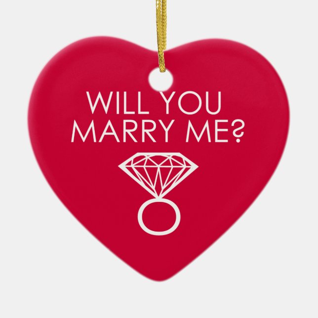 Will You Marry Me? Proposal Diamond Ring Ceramic Ornament (Front)