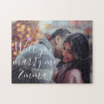 Will You Marry Me Proposal Personalize Photo Jigsaw Puzzle<br><div class="desc">This design was created through digital art. It may be personalized by clicking the customize button and changing the color, adding a name, initials or your favorite words. Contact me at colorflowcreations@gmail.com if you with to have this design on another product. Purchase my original abstract acrylic painting for sale at...</div>