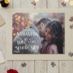 Will You Marry Me Proposal Personalize Photo Jigsaw Puzzle<br><div class="desc">This design was created through digital art. It may be personalized by clicking the customize button and changing the color, adding a name, initials or your favorite words. Contact me at colorflowcreations@gmail.com if you with to have this design on another product. Purchase my original abstract acrylic painting for sale at...</div>