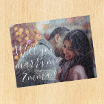 Will You Marry Me Proposal Personalize Photo Jigsaw Puzzle<br><div class="desc">This design was created through digital art. It may be personalized by clicking the customize button and changing the color, adding a name, initials or your favorite words. Contact me at colorflowcreations@gmail.com if you with to have this design on another product. Purchase my original abstract acrylic painting for sale at...</div>