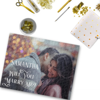 Will You Marry Me Proposal Personalize Photo Jigsaw Puzzle by ColorFlowCreations at Zazzle