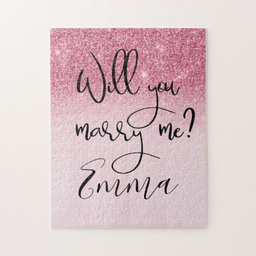 Will You Marry Me Proposal Personalize Pink Jigsaw Puzzle