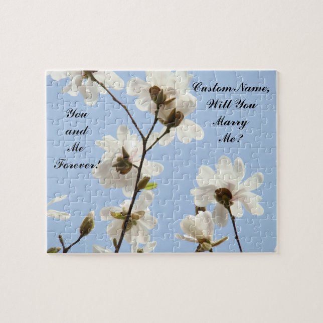 Will You Marry Me? proposal puzzle Blue Magnolias (Horizontal)