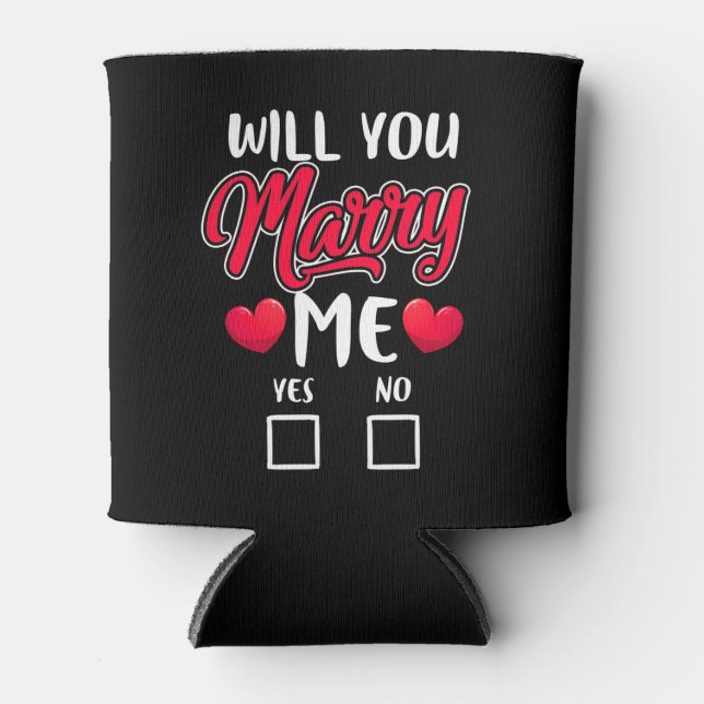 Will You Marry Me Proposal - Valentines Day Can Cooler (Front)