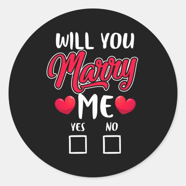 Will You Marry Me Proposal - Valentines Day Classic Round Sticker (Front)