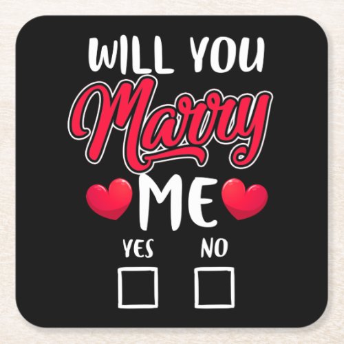 Will You Marry Me Proposal _ Valentines Day Square Paper Coaster