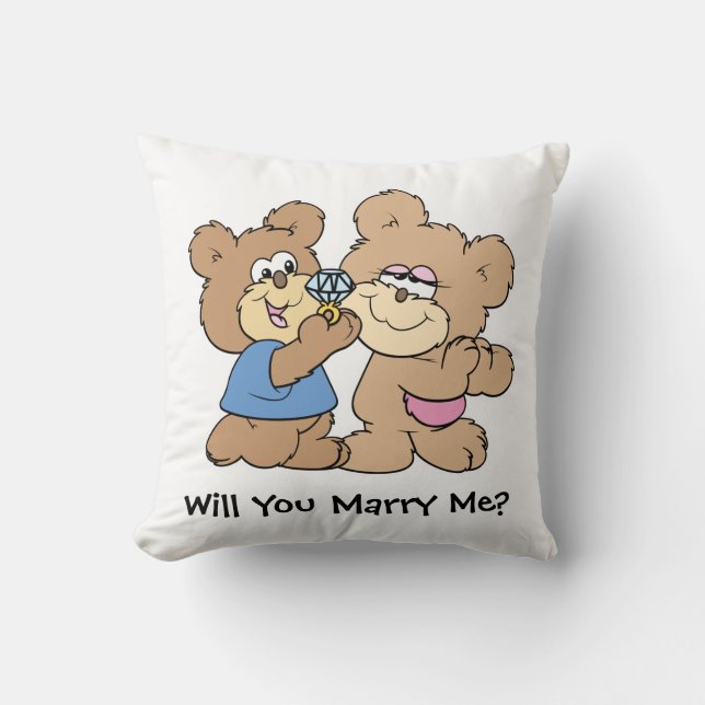 will you marry me proposing teddy  bear throw pillow (Front)