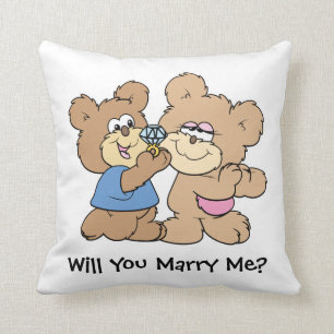 will you marry me proposing teddy  bear throw pillow