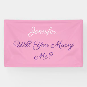 Will You Marry Me? Purple & White Text, Pale Pink Banner