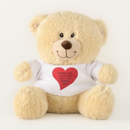 Will You Marry Me red big heart custom proposal Teddy Bear