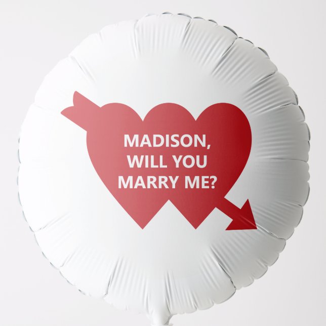 Will You Marry Me red cupid heart custom proposal Balloon (Front)