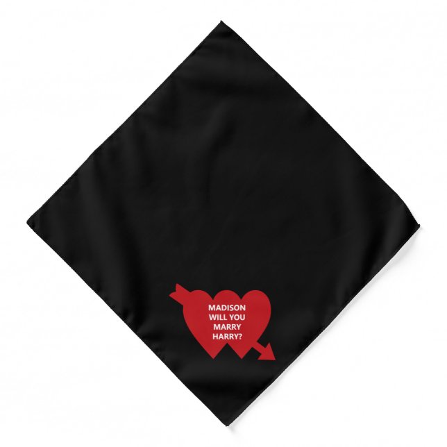 Will You Marry Me red cupid heart custom proposal Bandana (Front)