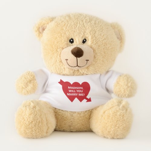Will You Marry Me red cupid heart custom proposal Teddy Bear
