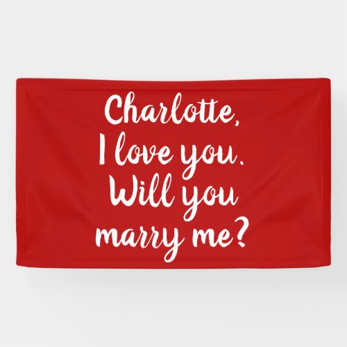 Will You Marry Me red custom marriage proposal Banner