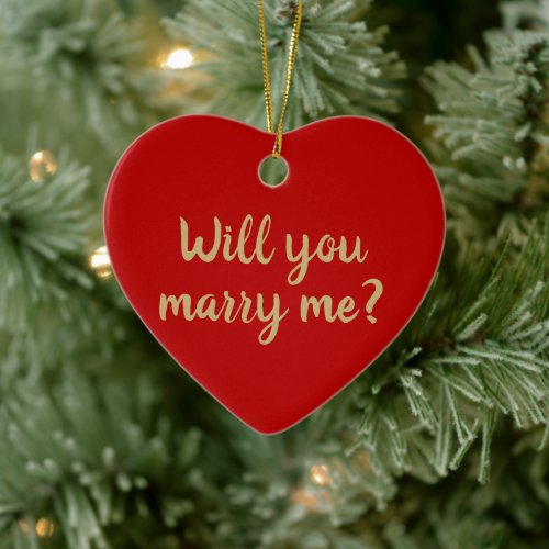Will You Marry Me red custom proposal Christmas Ceramic Ornament