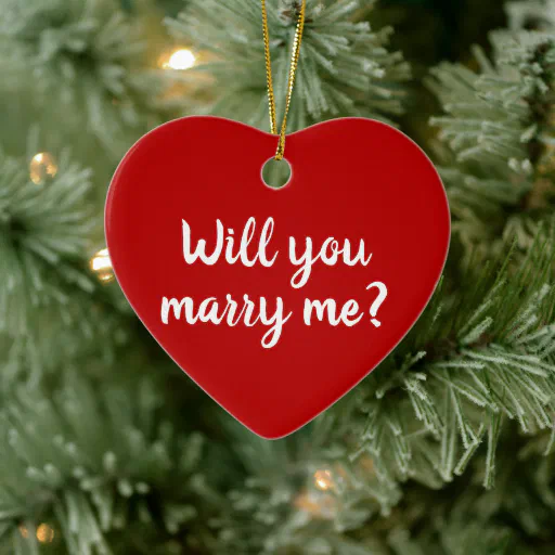 Will You Marry Me red custom script proposal cute Ceramic Ornament