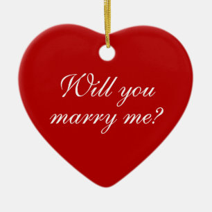 Will You Marry Me red heart custom proposal  Ceramic Ornament