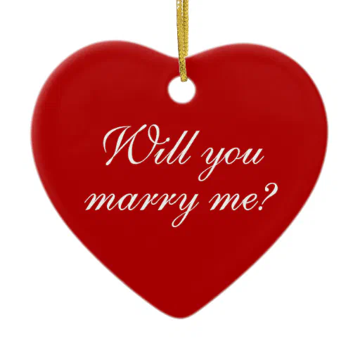 Will You Marry Me red heart custom proposal  Ceramic Ornament