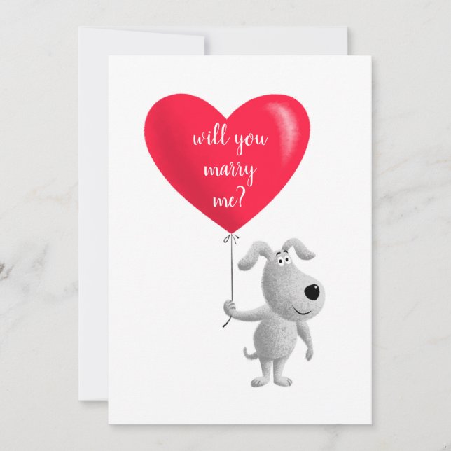 Will You Marry Me Red Heart Dog Puppy Proposal Holiday Card (Front)