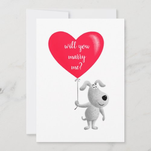 Will You Marry Me Red Heart Dog Puppy Proposal Holiday Card